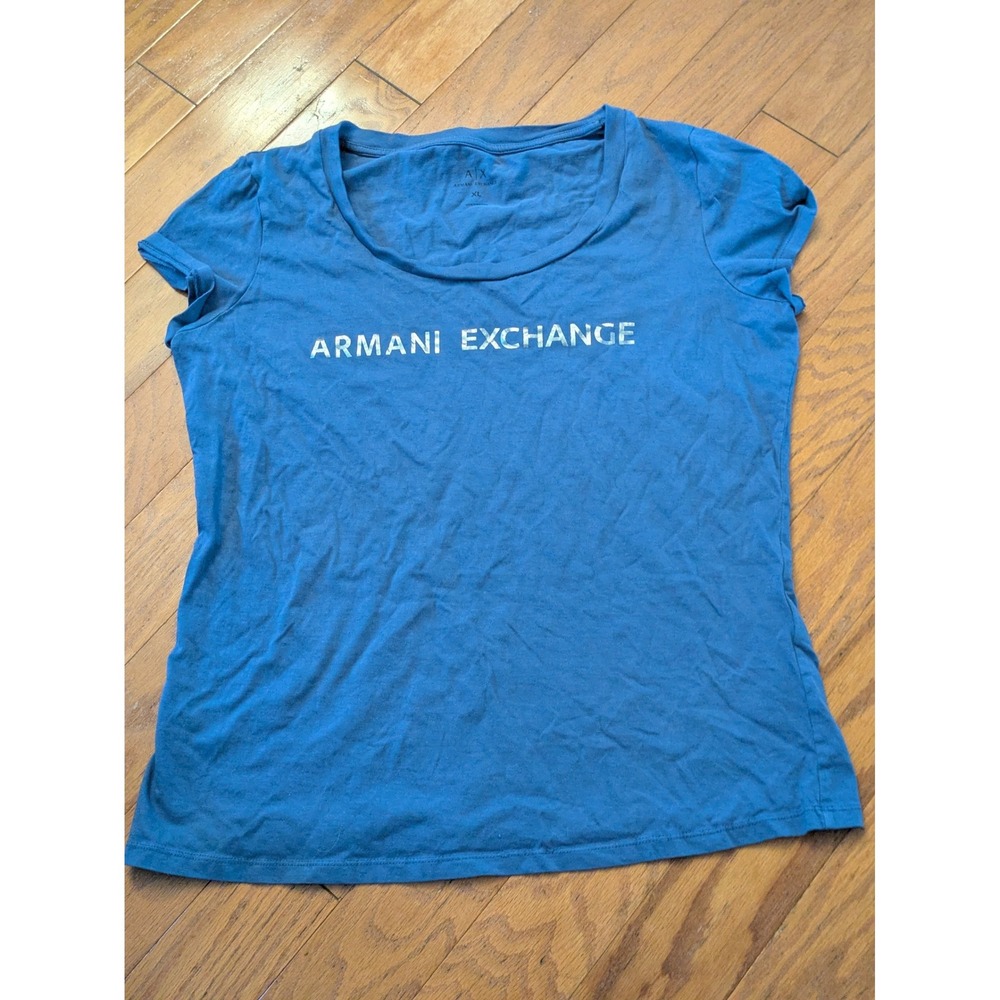 Armani Exchange Blue Purple Graphic T Shirt Tee Women XL